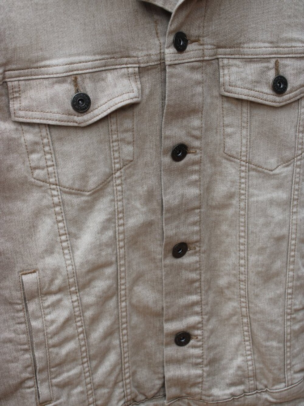Goodfellow Cotton Men Beige Jacket SZ M Button Down Pockets Adjustable Waist - Picture 3 of 6